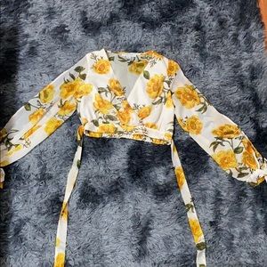 cropped tie front shirt